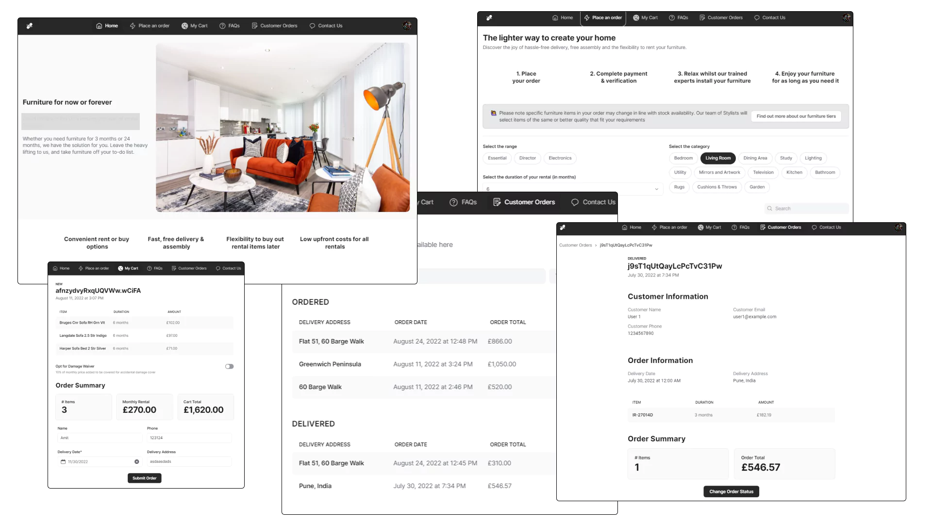 Furniture Rental App example built using Glide App