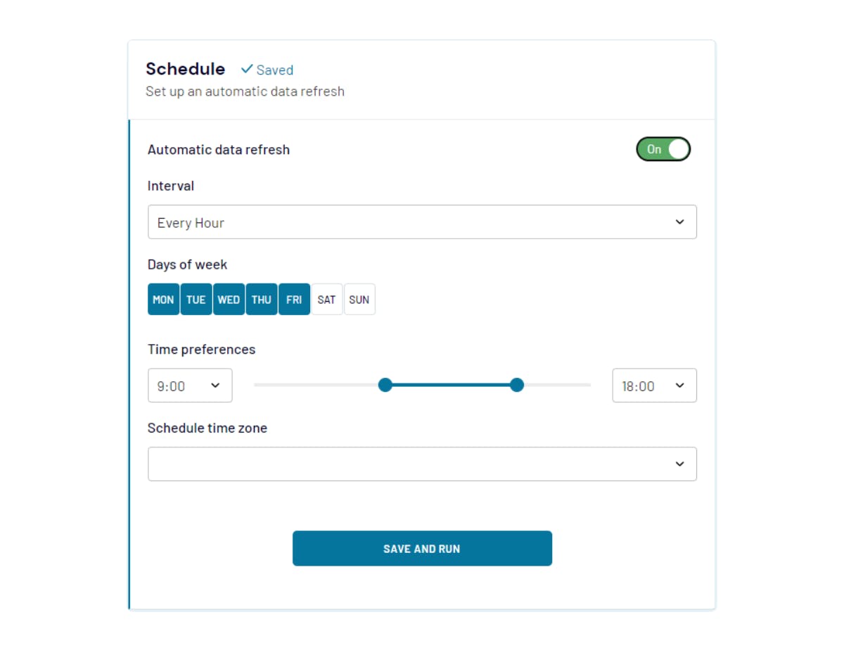Setting up data refresh schedule in Coupler